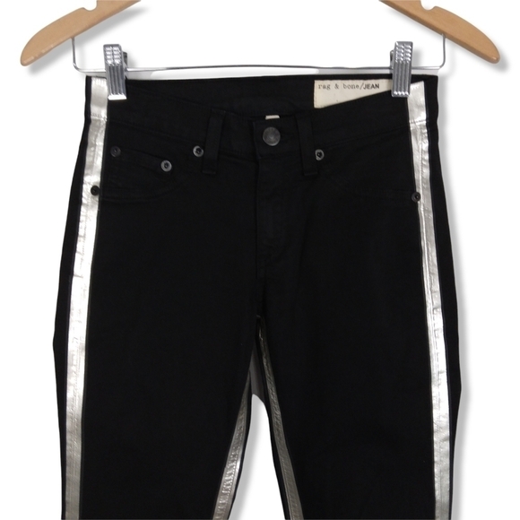 Rag & Bone Ankle Crop Tuxedo Jeans Size 24 In Black/Silver Combo - Picture 4 of 9
